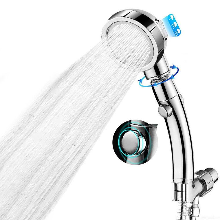 Contemporary Handheld Shower Head Silver 3-Spray Patterns Wall-Mount Showerhead