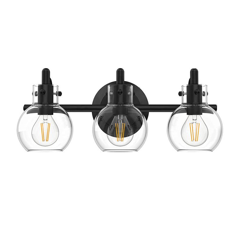 Black 3-Light Modern Bathroom Vanity Light Glass Shaded Bath Bar