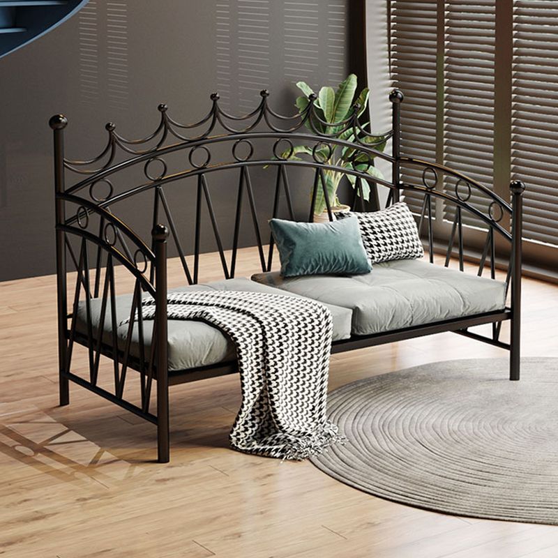 Scandinavian Iron Frame Daybed with Open-Frame Headboard and Guardrail