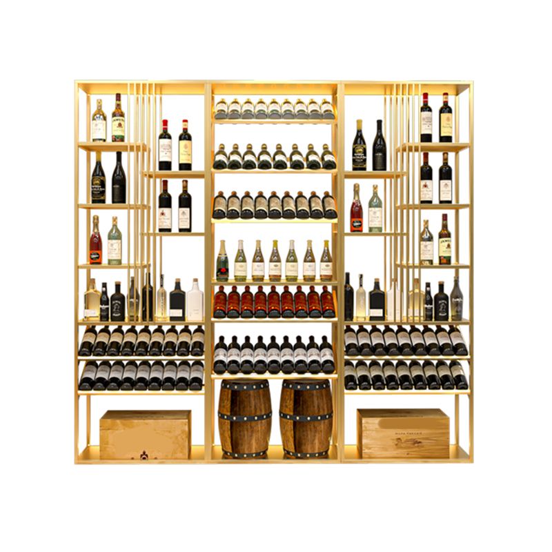 Modern Simple Floor Wine Rack Golden Wine Bottle Rack for Kitchen