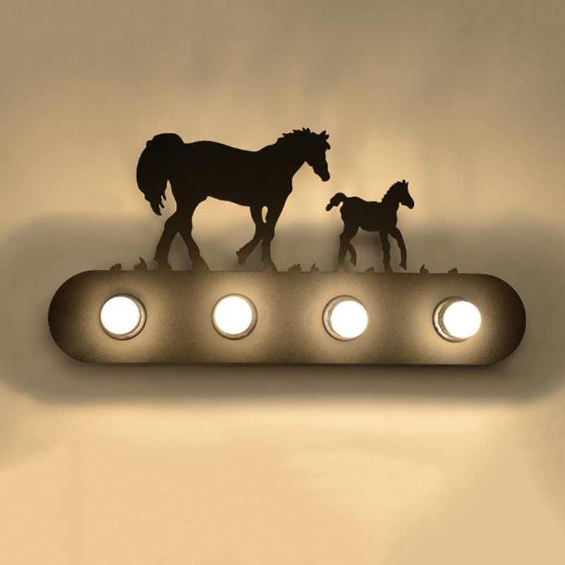 Industrial Style Iron Vanity Light Horses Shape Vanity Lamp for Bedroom