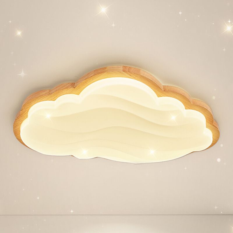 Modern Style Cloud Flush Light Wood Ceiling Mounted Light for Bedroom