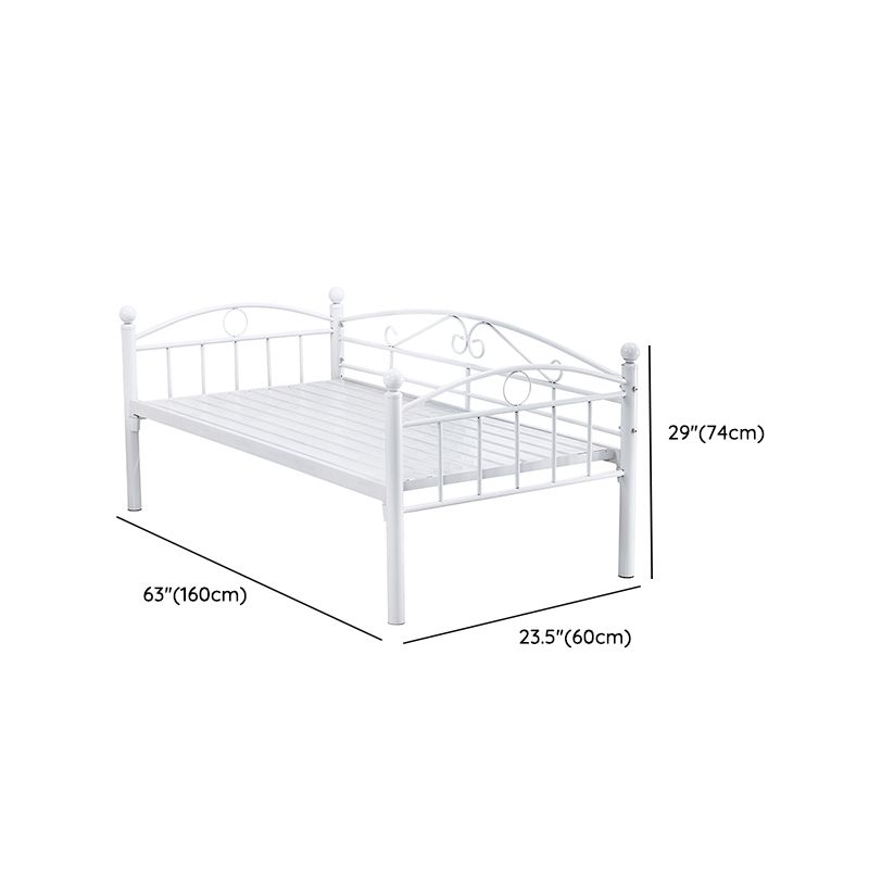 Open Frame Metal Bed Contemporary White Standard Bed with Guardrails