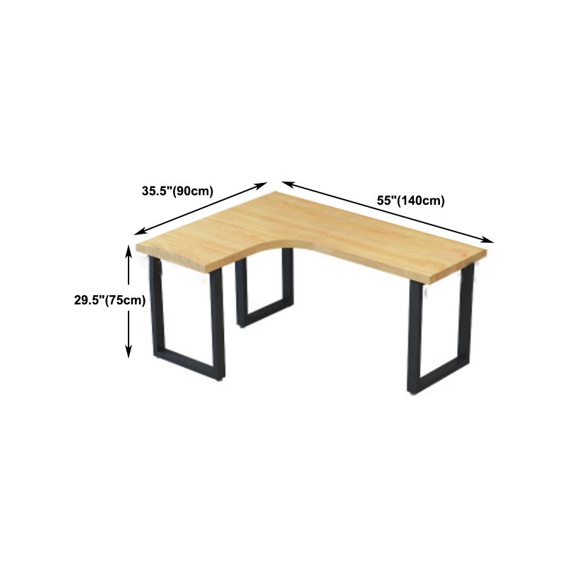 Metal and Wooden Writing Desk Industrial L-Shape Office Desk for Office