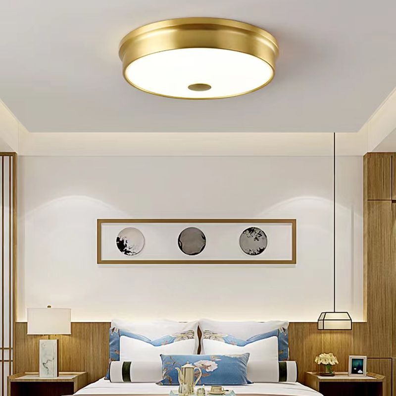 Gold Ceiling Light Modern Ceiling Mount Light with Glass Shade for Bedroom