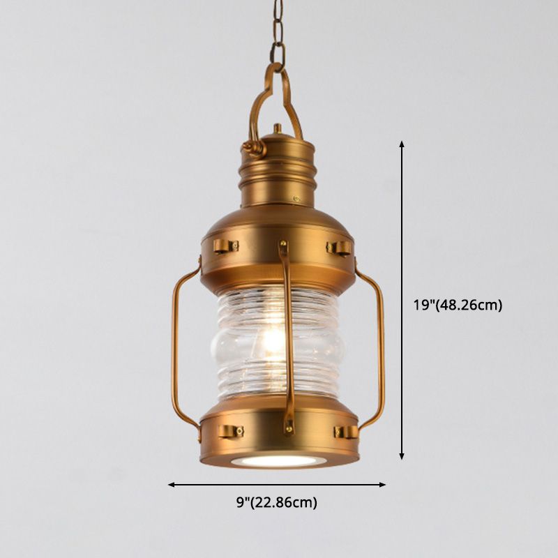 18.8" H Vintage Kerosene Lamp Hanging Light Nautical Style Iron Suspended Pendant Light for Bedroom