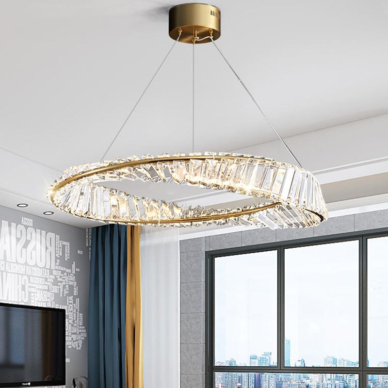 LED simple moderne suspension du pendentif cristallin de cristal circulaire pour le salon