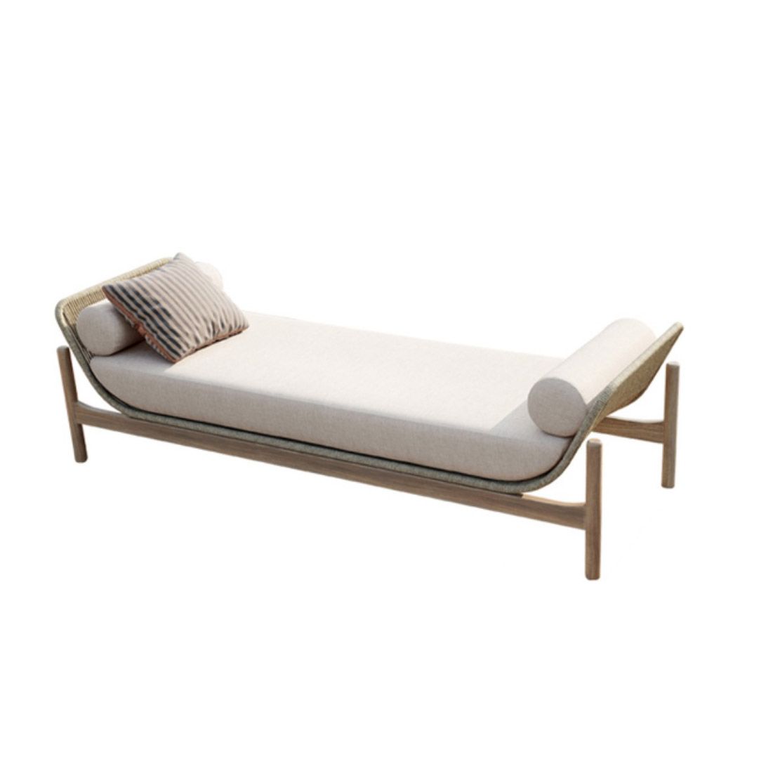 Natural Outdoor Patio Sofa with Cushion Wood Or Metal Frame Patio Sofa with Rope Accent