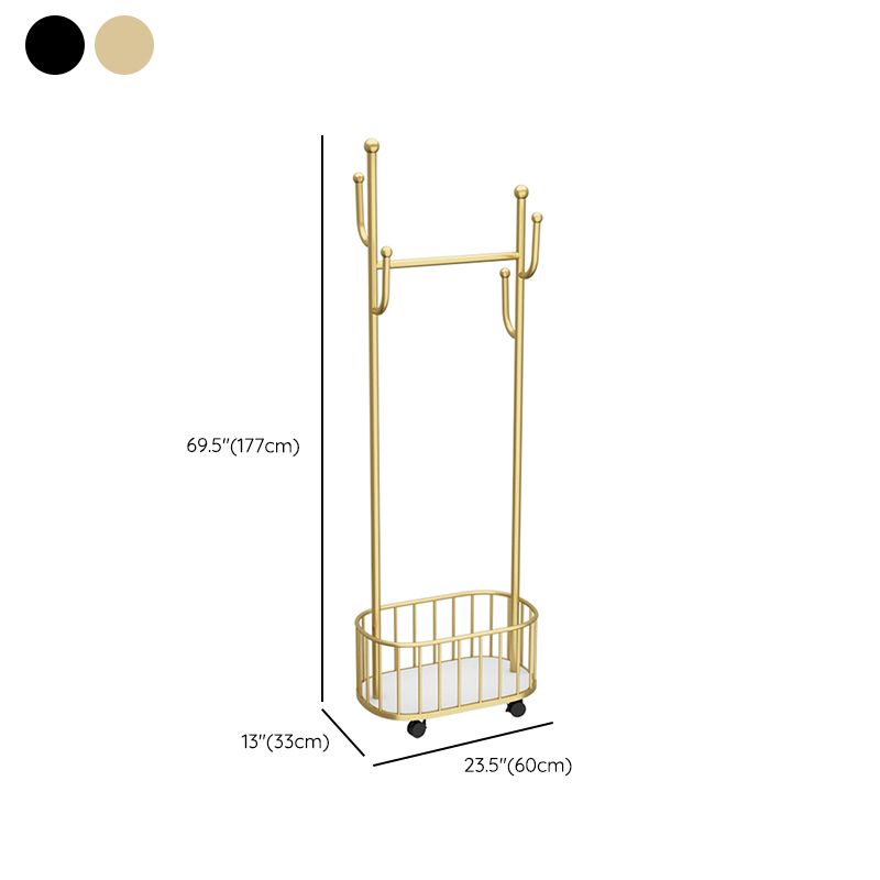 Luxury Style Metallic Coat Hanger Free Standing Coat Rack with Universal Wheel