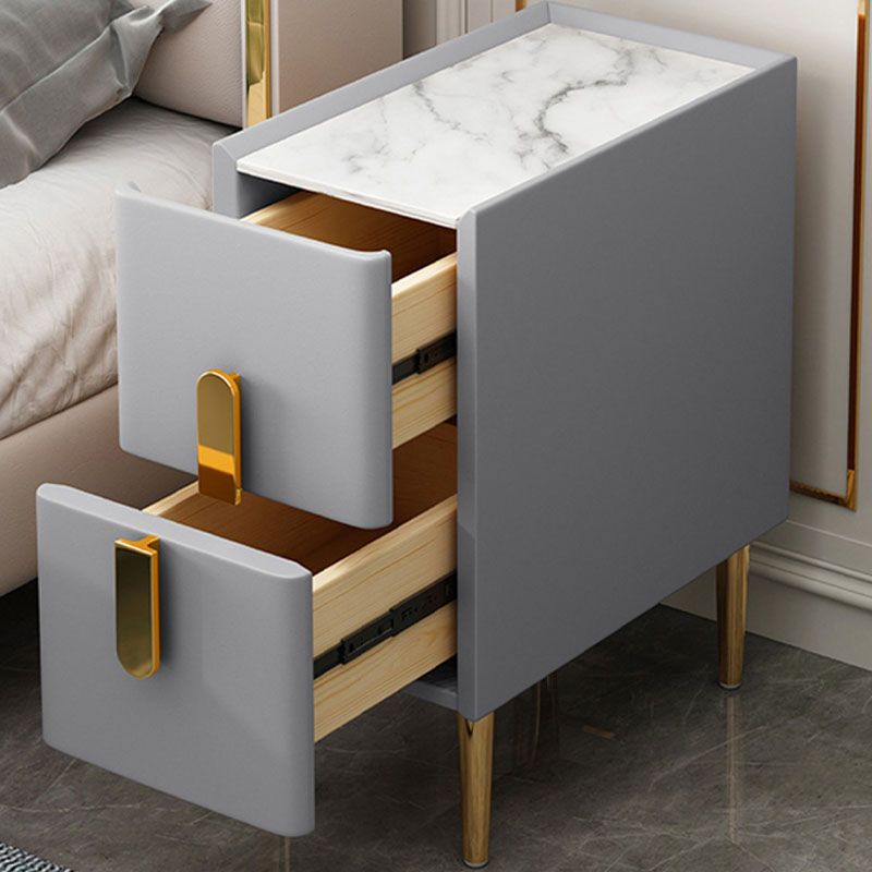 Contemporary Rectangular Bedside Cabinet with 2 Drawers for Bedroom