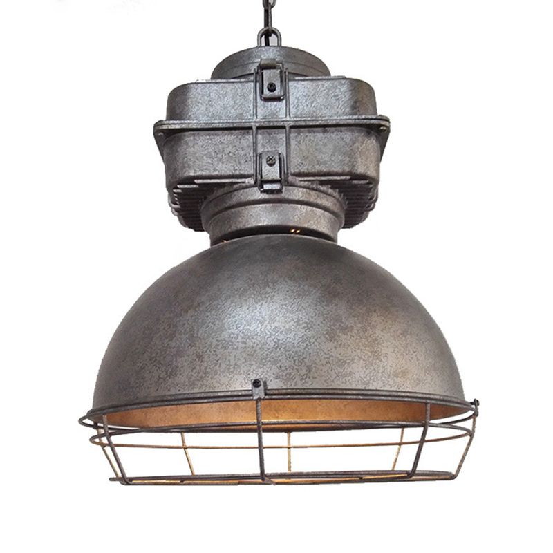 Retro Mining Light Shaped Metal Lighting Fixture 16" Wide Industrial Style Single Bulb Suspension Lamp with Adjustable Hanging Chain