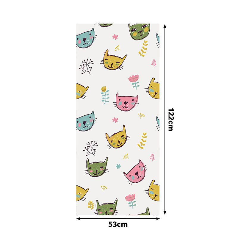 Novelty Cat Head Wallpaper Panels Cartoon PVC Wall Art in Yellow, Peel and Paste