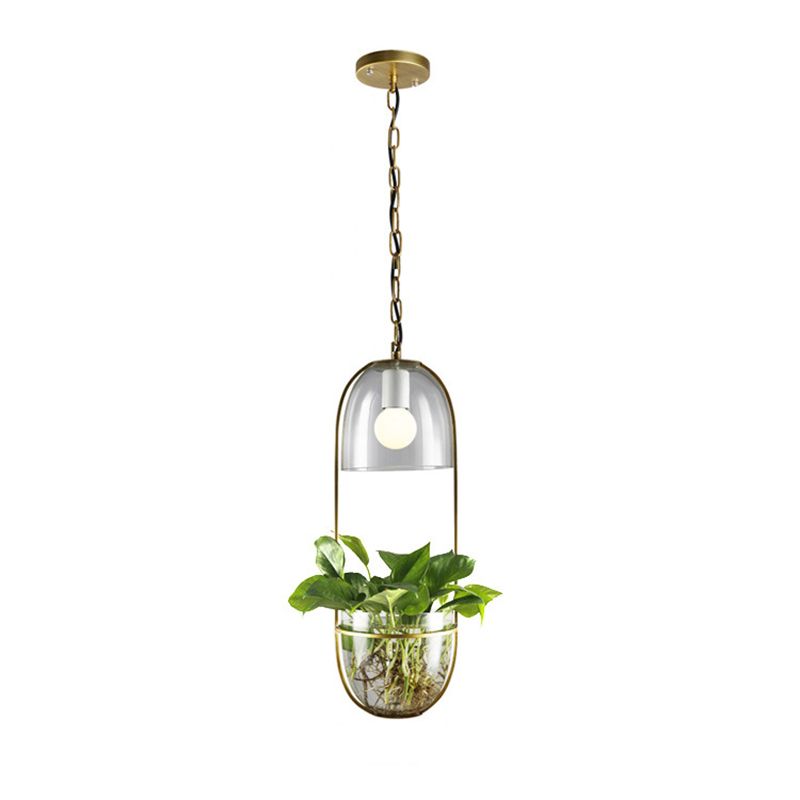 Industrieel plafond hanglagglas plant licht Licht Creative Coffee Shop Restaurant Licht (zonder planten)