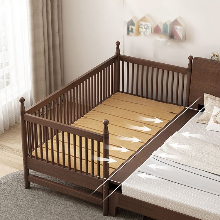 Solid Wood Washed Natural Nursery Bed Traditional with Guardrail