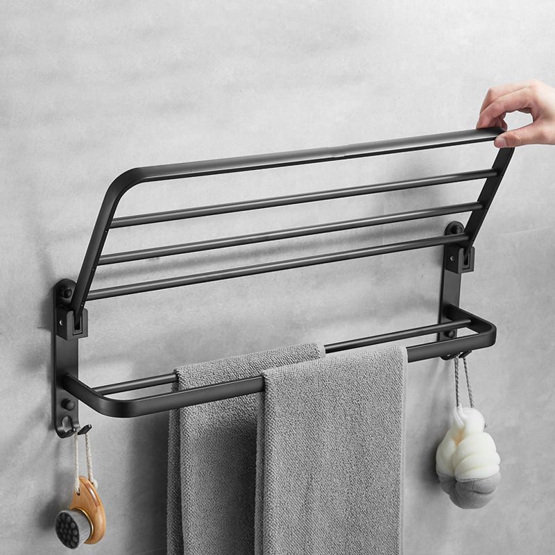 Matte Black Contemporary Bathroom Accessory Set with Bath Shelf & Towel Bar