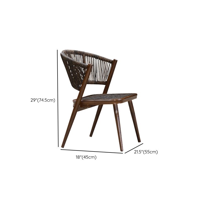Tropical Rattan Patio Arm Chair with Arm Brown Dining Armchair