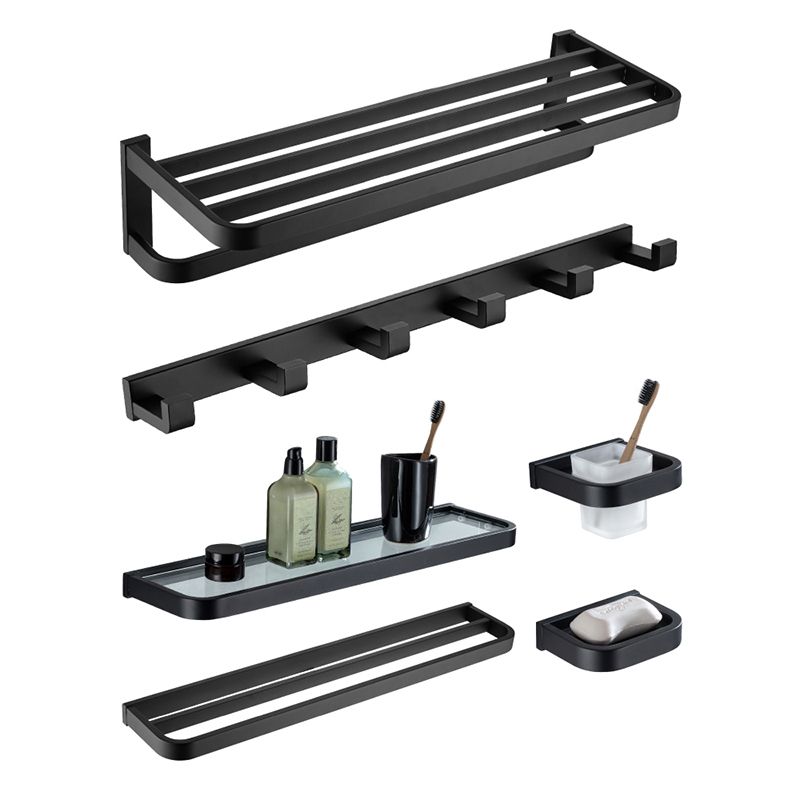 Modern Classic Bath Hardware Set in Stainless Steel Matte Black Robe Hooks/Towel Ring Bar