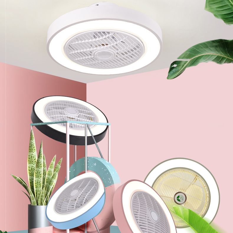 Acrylic LED Macaron Ceiling Light in Modern Concise Style Lacquered Iron Circular Ceiling Fan Light