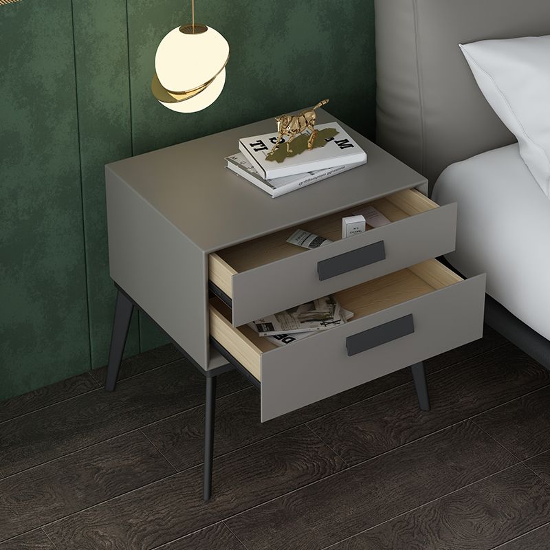 Wooden and Leather Bedside Cabinet Modern Minimalist Bedside Table with Drawers