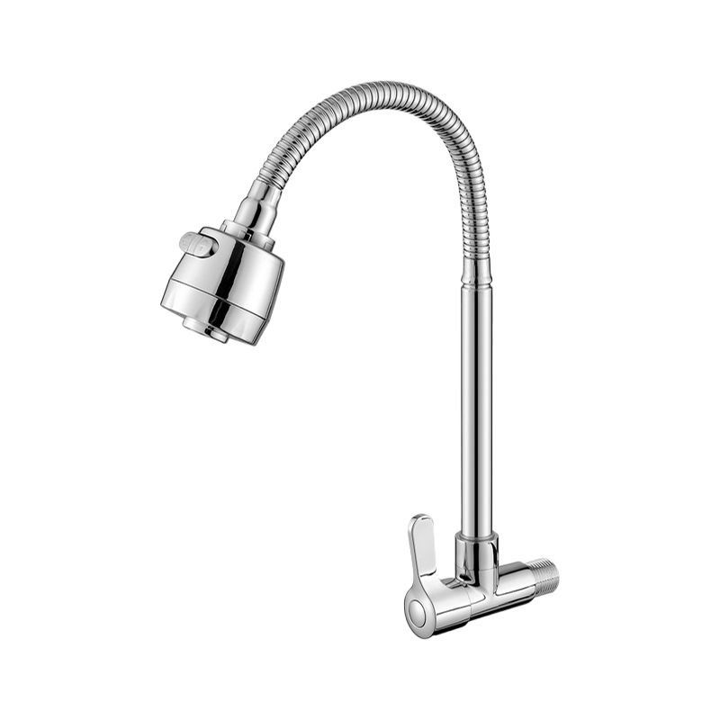 Contemporary Single Handle Kitchen Faucet Pull-down  Wall-mounted Faucet in Chrome