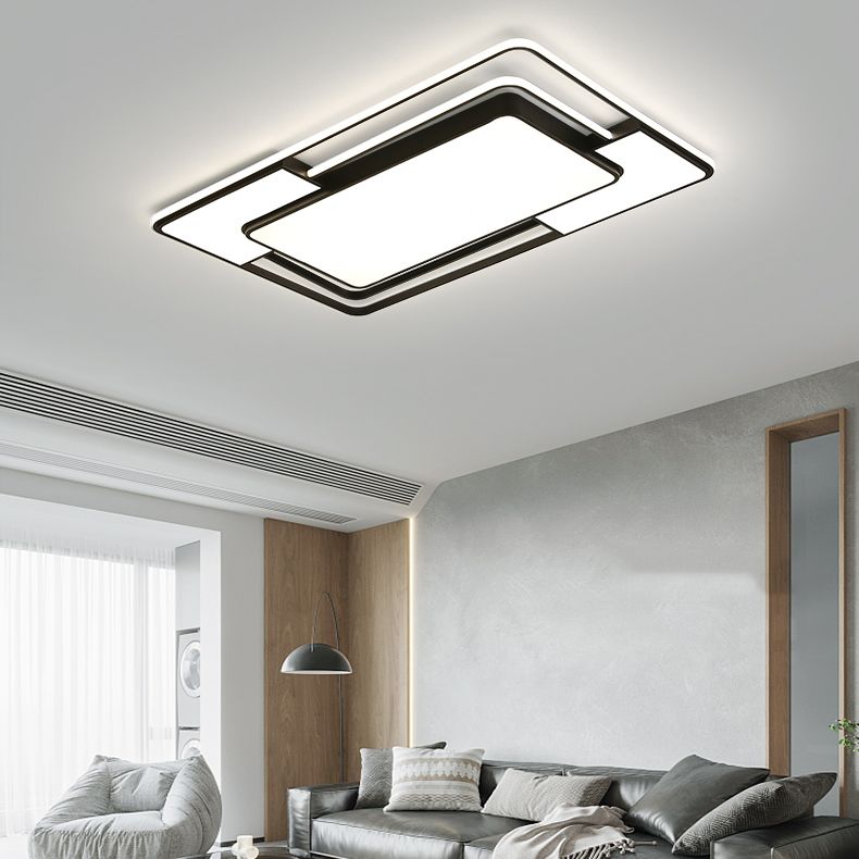 Aluminum Flush Mount Geometric Shape Ceiling Light with Acrylic Shade for Living Room