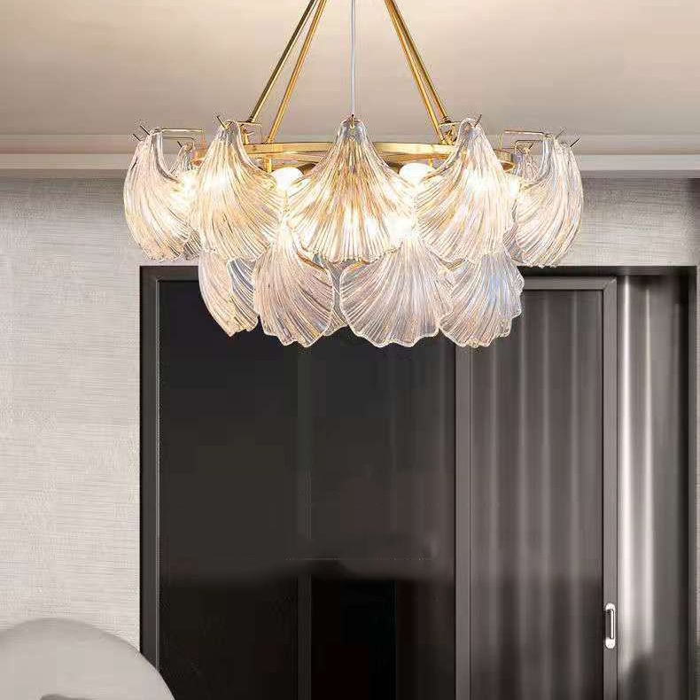 Shell Shape Flush Light Modern Style Glass 6 Lights Flush Ceiling Light in Clear