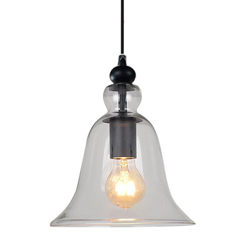 Glass Hanging Light Fixture Bell Industrial Style Pendant Light Fixture for Restaurant