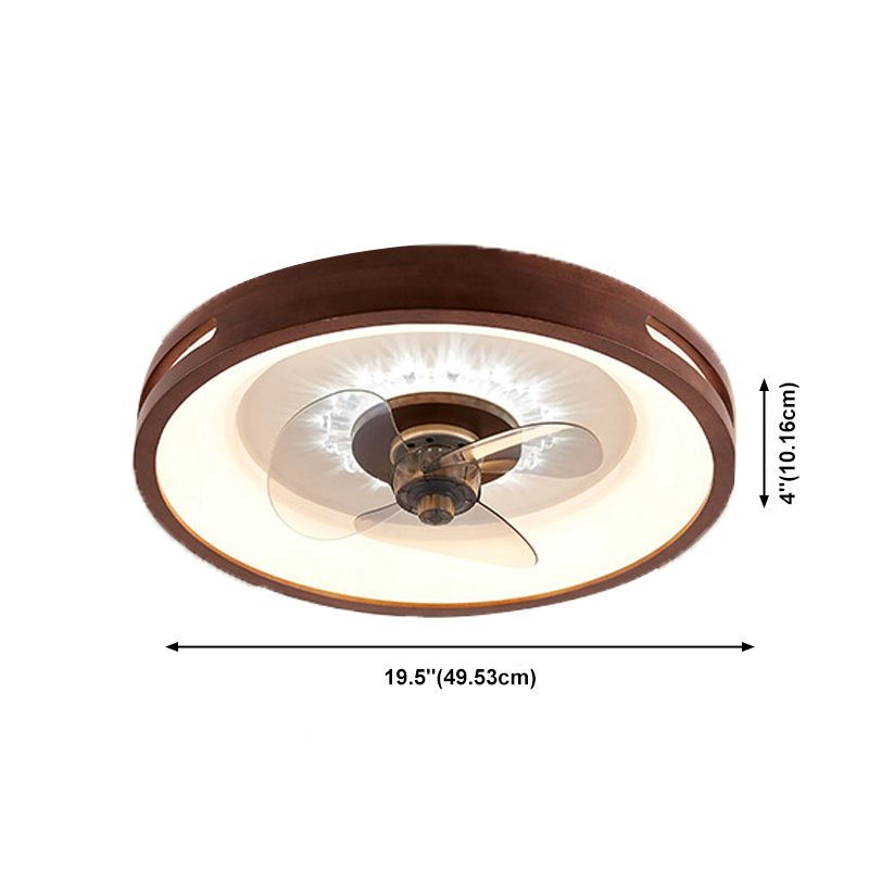 Lámpara de ventilador de techo redondo nórdico LED de madera natural LED SEMI FLUSH MONTING Lighture