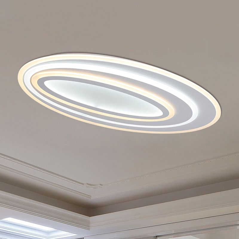 Oval Flushmount Light Simple Acrylic LED 19.5"/23.5"/31.5" Wide Bedroom Flush Ceiling Lamp in Warm/White Light