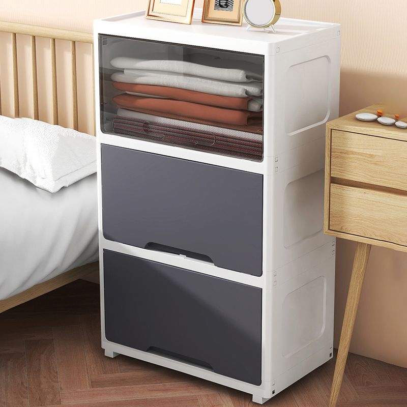 Modern Wardrobe Closet Plastic Kid's Wardrobe with Flap Drawers