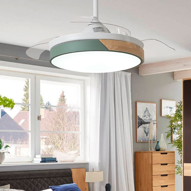 Geometry Shape Ceiling Fan Light Kids Style Metal 1-Light LED Flush Light for Bedroom