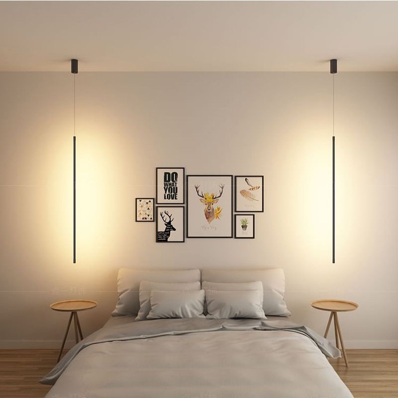 Modern Minimalist Linear Pendant Lighting Fixtures Aluminum Pendant Ceiling Lights for Bedroom