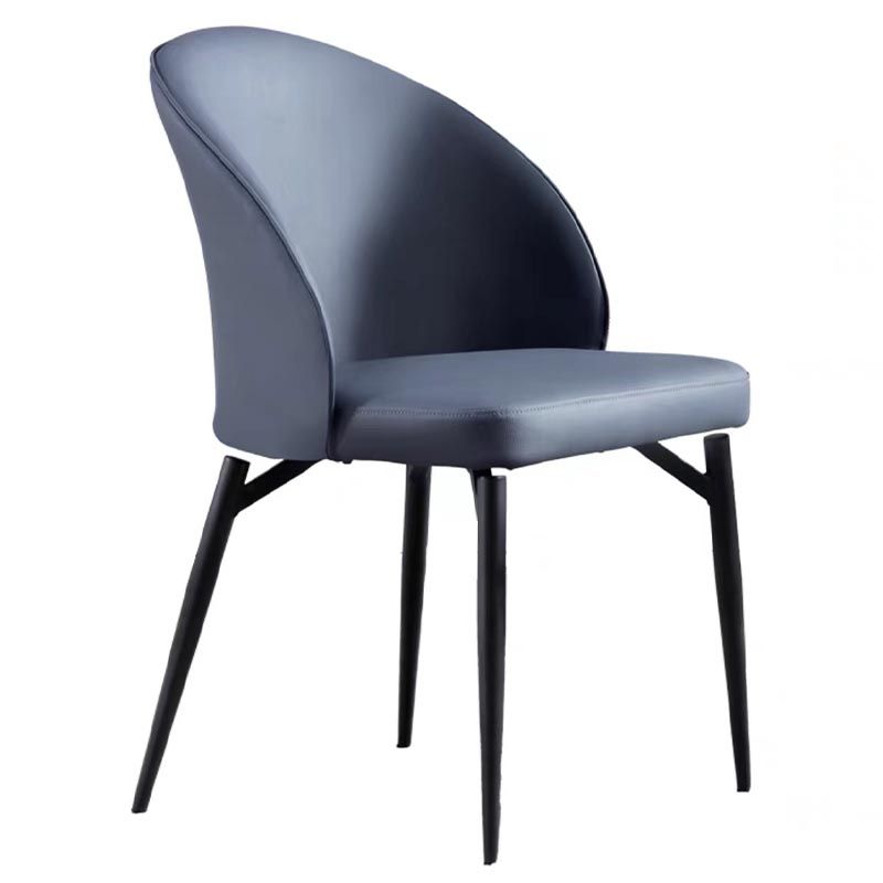 Leather Upholstered Dining Chair Contemporary Side Chair with Black Base