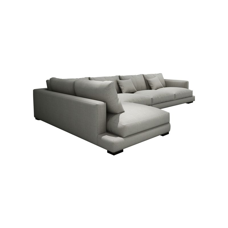 Square Arm  Sectional for Living Room with Pillowed Back Cushions