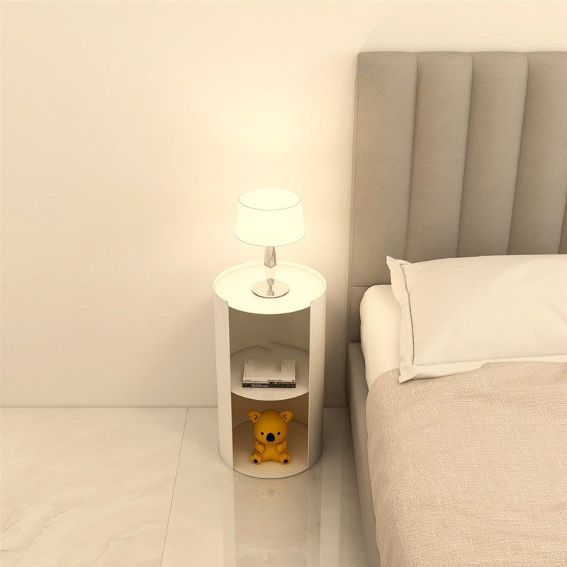 Contemporary Open Storage Bedside Cabinet Metal Accent Table Nightstand with Shelves