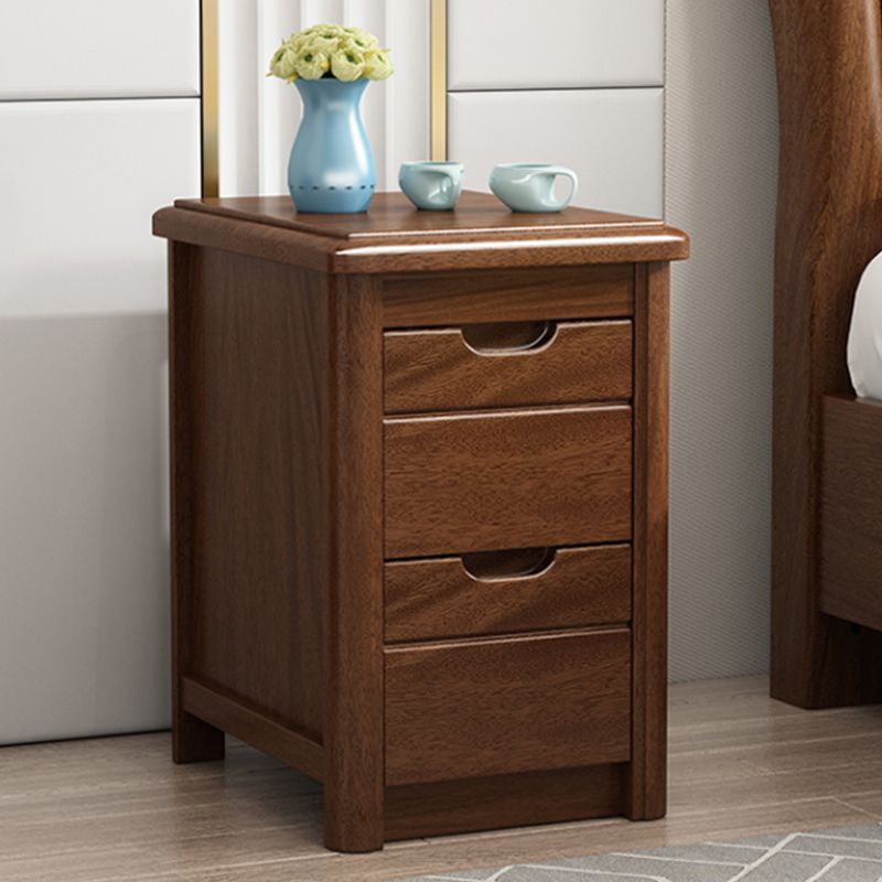 Solid Wood 20" Bed Nightstand 2-Drawer Walnut Modern Night Table