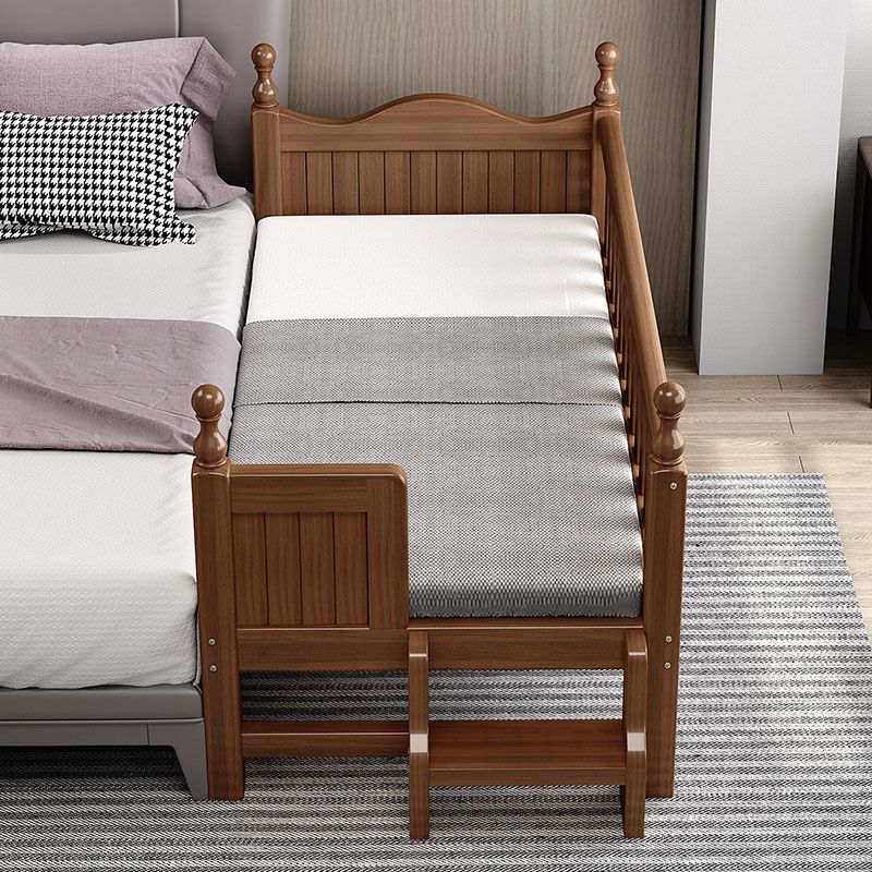 Traditional Brown Baby Crib with 3/4 Guardrail in Solid Wood