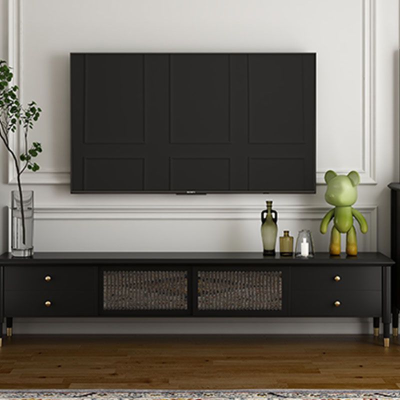 Modern TV Stand 4 Drawers TV Console with Cabinet- Black/White