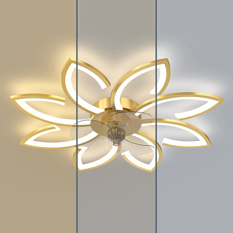 Modern LED Fan Light Metal Geometric Flush Mount Light for Living Room