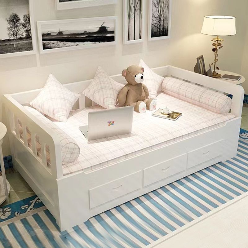 Modern 3 Drawers Daybed Solid Wood White/Natural Daybed with Mattress