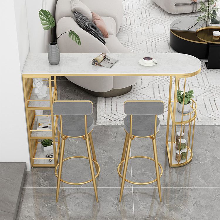 Contemporary Stone Cocktail Bar Table with Storage Living Room Counter Table