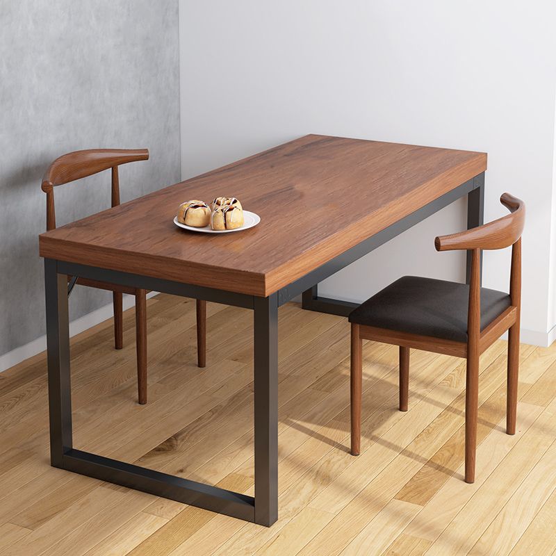 Modern Rectangular Dining Table Wooden Tabletop Sled Base for Living Room