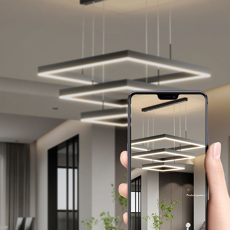 Multi-Layer Chandelier LED Hanging Pendant Light Fixture with Acrylic Shade for Bedroom