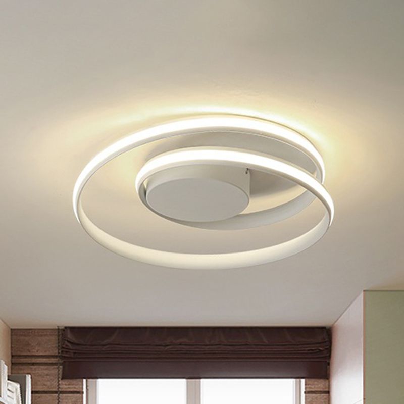 Loop Ceiling Lamp Simple Acrylic LED Black/White 18"/23.5" Wide Flush Light Fixture in Warm/White Light