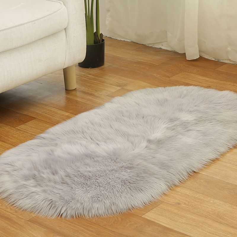 Multi Colored Plain Rug Faux Fur Minimalist Carpet Non-Slip Pet Friendly Stain Resistant Rug for Sitting Room