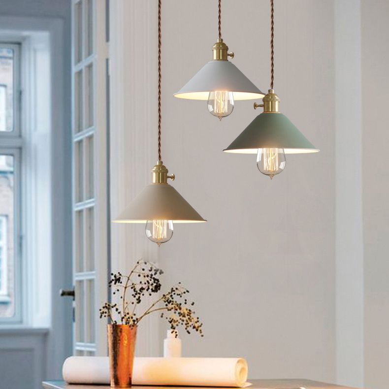 Macaron Hanging Light Fixture 1-Light Pendant Lamp With Iron Shade for Living Room