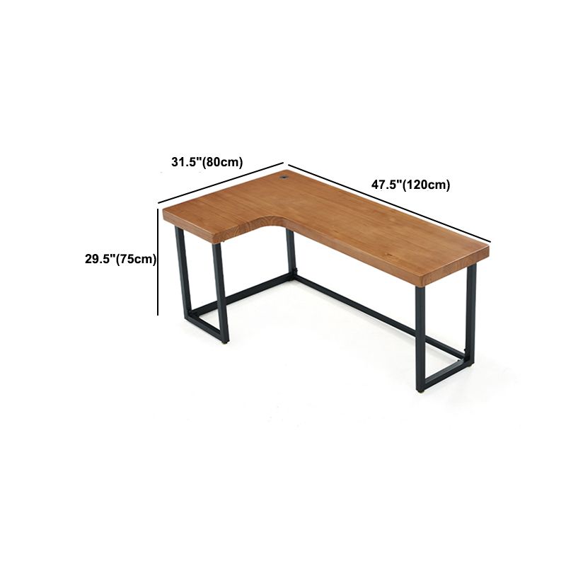 L-Shape Office Table Industrial Writing Desk with H-Shape Base