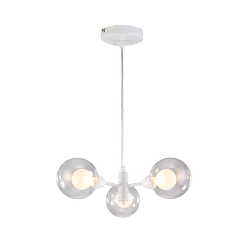 Globe Esszimmer Kronleuchter klares Glas 3/6/9 Lichter moderne LED Hanging Deckenlicht in Weiß