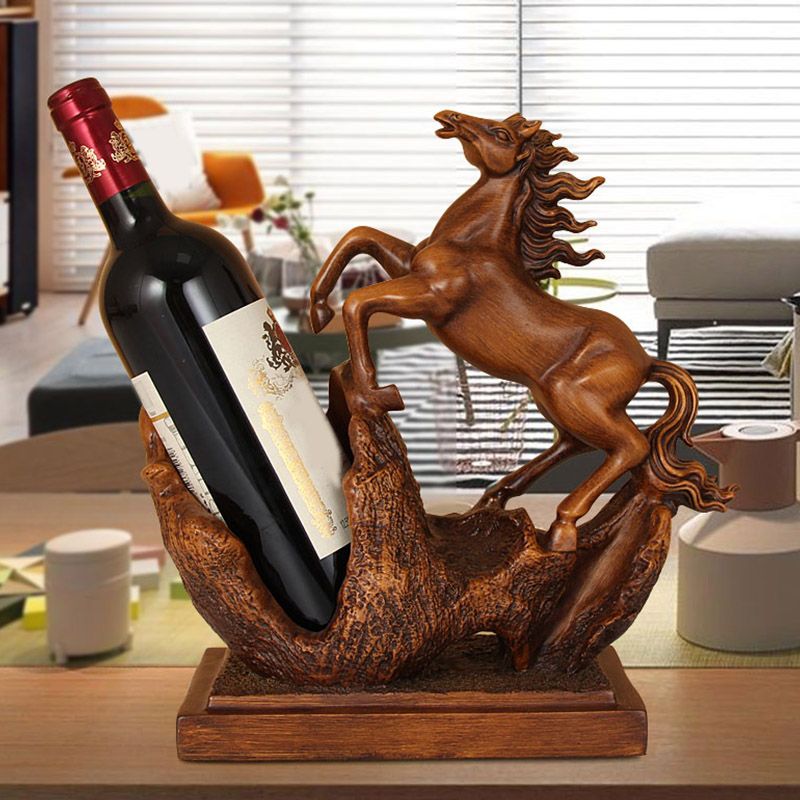 Modern Simple Tabletop Wine Rack Horse Shape Resin Wine Bottle Rack for Kitchen