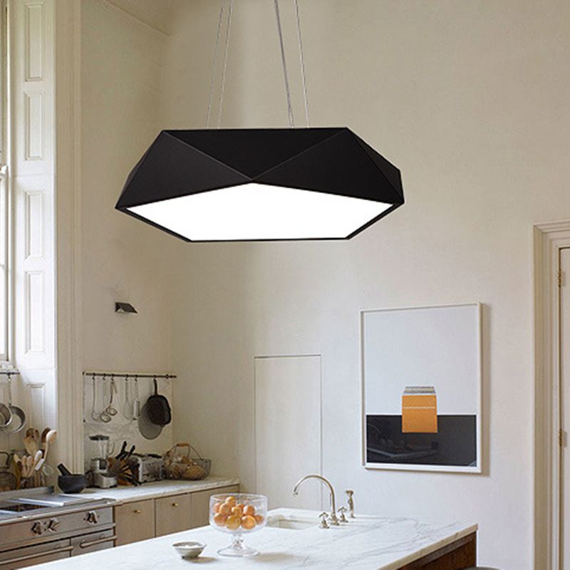 LED pentagonal pendentif lampe nordique métallique de bureau de suspension avec diffuseur acrylique